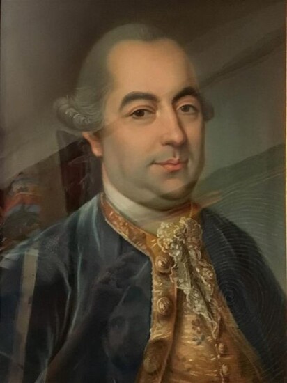 École française dans le goût du XVIIIe siècle "Portrait d'homme" Pastel sur papier marouflé sur toile. Haut. : 53 cm ; Larg. : 38 cm