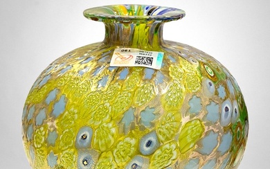 Gabriele Urban - Murano - Green millefiori vase and 24 kt gold leaf