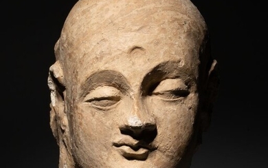 Gandhara Stucco Ca. 300 - 500 AD. Head of Buddha. 20,5 cm H. Nice.