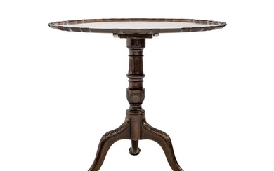 George III style mahogany pie crust tilt top tripod table. 1...