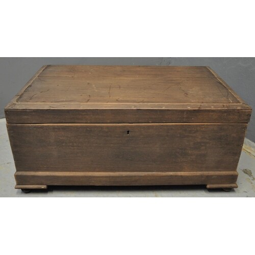 Ghanaian stained hardwood plain rectangular trunk with hinge...