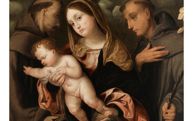 Giulio Romano, um 1499 Rom – 1546 Mantua, zug.., Maria mit dem Kind sowie den Heiligen Franziskus und Antonius