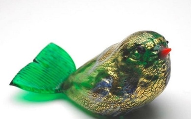 Green Lovebird Murano Glass Sculpture