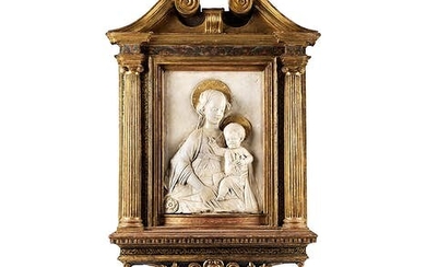 Gregorio di Lorenzo, um 1436 Florenz – um 1504 Forli, und Domenico Rosselli, Pistoia 1439 – Fossombrone 1498, MARIA MIT DEM SEGNENDEN CHRISTUSKIND