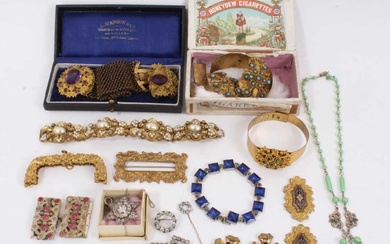 Group of Victorian gilt metal costume jewellery and bijouterie