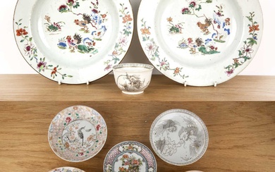 Group of pieces Chinese including two porcelain famille rose bowls...