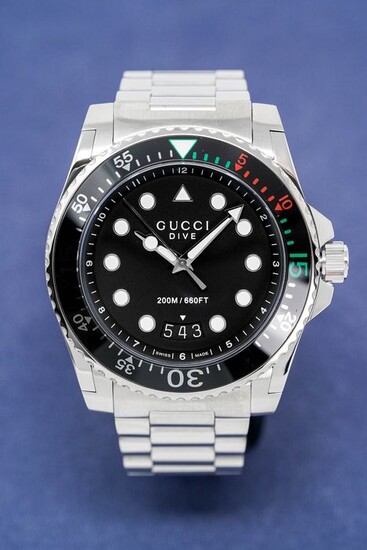 Gucci - Dive Black Silver - YA136208 + FREE SHIPPING - Men - 2011-present
