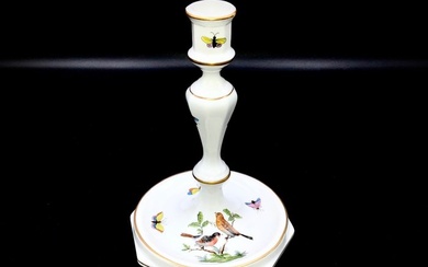 Herend, Hungary - Exquisite Candlestick (18 cm) - "Rothschild Bird" Pattern - Candlestick - Hand Painted Porcelain