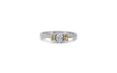 IGI Certificate - .62 total natural diamond carat - 18 kt. White gold - Ring - 0.27 ct Diamond - Diamonds