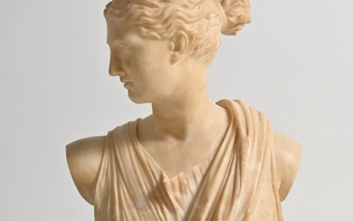ITALIAN ALABASTER SCULPTURE OF DIANA BY LAPINI
