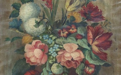 ITALIAN SCHOOL OIL ON CANVAS PAINTING, STILL LIFE WITH FLOWERS