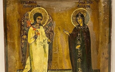 Icon, Guardian Angel with St. Evdokia - Wood - 19th century