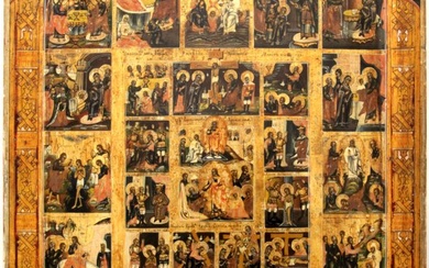 Icon - Resurrection and 28 feasts - Wood