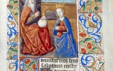 Illuminated Manuscript Leaf: The Coronation of the Virgin