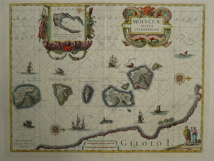 Indonesia, The Maluku Islands, The Moluccas; Willem Blaeu - Moluccae Insulae Celeberrimae - 1621-1650