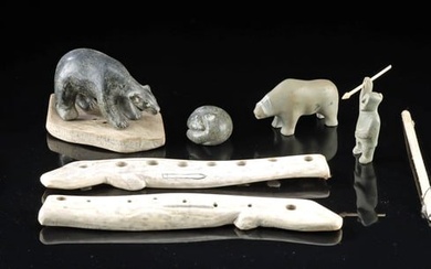 Inuit Soapstone / Bone Figural Carvings