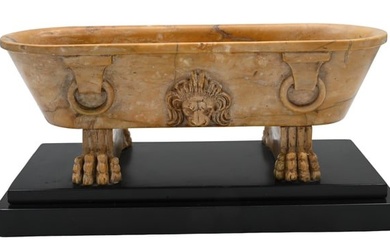 Italian Grand Tour Carved Alabaster Bath Sarcophagus