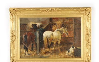JOHN SARGENT NOBLE RBA (1848-1896) OIL ON CANVAS. A stable s...