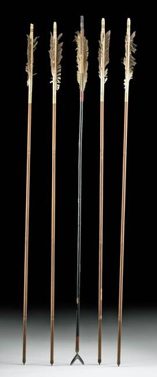 Japanese Edo / Meiji Bamboo Arrows Iron Tips (5)