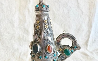 Jewish artist- A magnificent spice container for havdalah ceremony - agate & turquoise stones