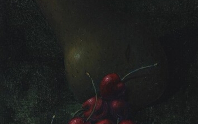 SOLD. Jørgen Boberg: "Pærer og kirsebær". Pears and cherries. Signed and dated Boberg, Solaio, June 03. Oil on board. 23 x 14 cm. – Bruun Rasmussen Auctioneers of Fine Art