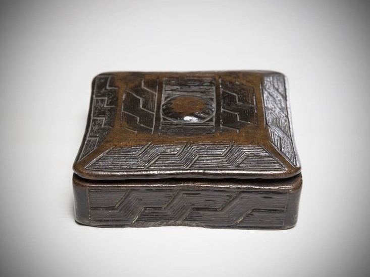 KUBA, Congo D.R.C. Square-shaped blush box with engraved...