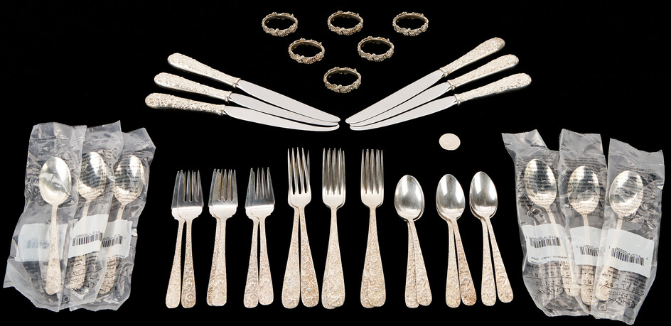 Kirk & Sons Repousse Sterling Flatware Service for 6, 36 pcs