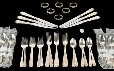 Kirk & Sons Repousse Sterling Flatware Service for 6