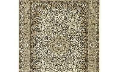 Kirman Oriental Rug Cream Beige Brown 6X8 Floral Classic Studio Decor Carpet