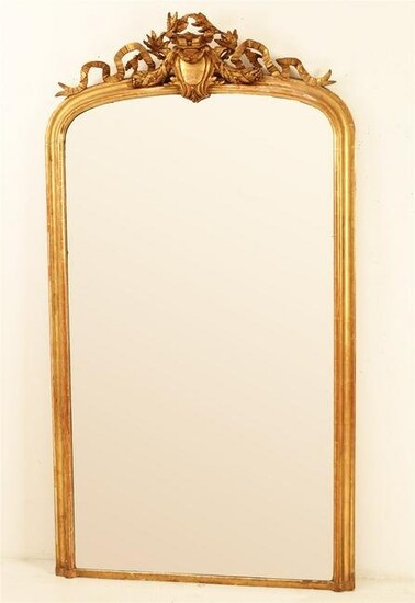 LOUIS XV STYLE CARVED GILT WOOD MIRROR, 19TH C.