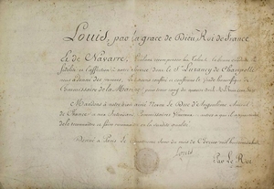 LOUIS XVIII. 1818. MARINE. BREVET DE COMMISSAIRE D…