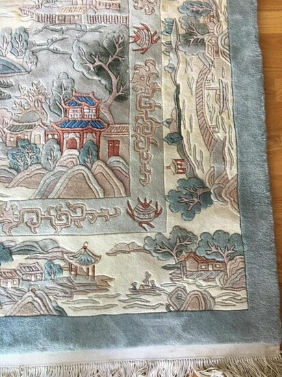 Large Chinese Pictorial Heavily Pile Carpet / Rug