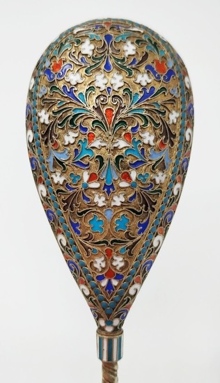 Large Russian gilded silver cloisonne' spoon -Russia Circa 1900