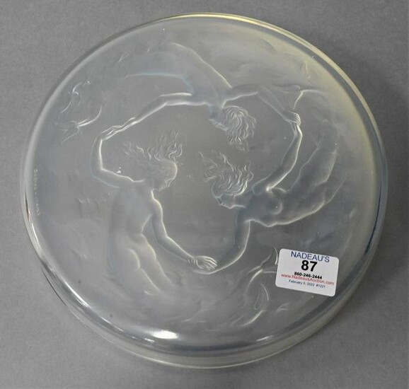 Large Sabino Art Deco Covered Dish, frosted glass top