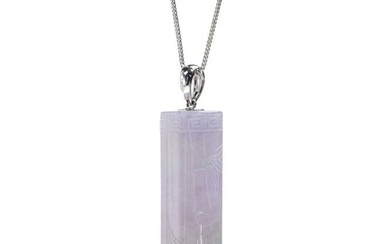 Lavender and Green Jadeite Cylinder Pendant, Certified Untreated