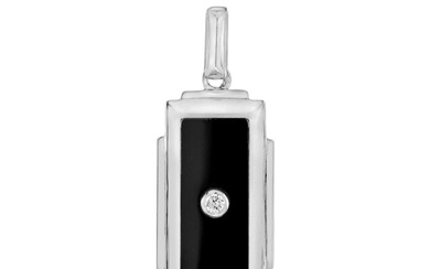 Lilly M. JEWELERS - Pendant - 9 kt. White gold - 0.07 tw. Diamond (Natural) - Onyx