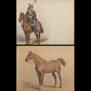 Lot composed of two watercolors attributed to Stanislao Grimaldi Conte del Poggetto. Third quarter of the nineteenth century (cm 37x47.5)