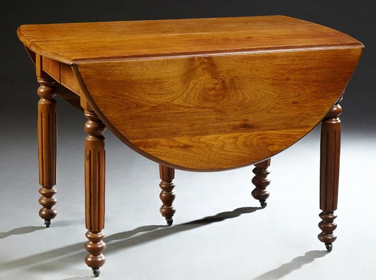 Louis Philippe Carved Cherry Demilune Dining Table