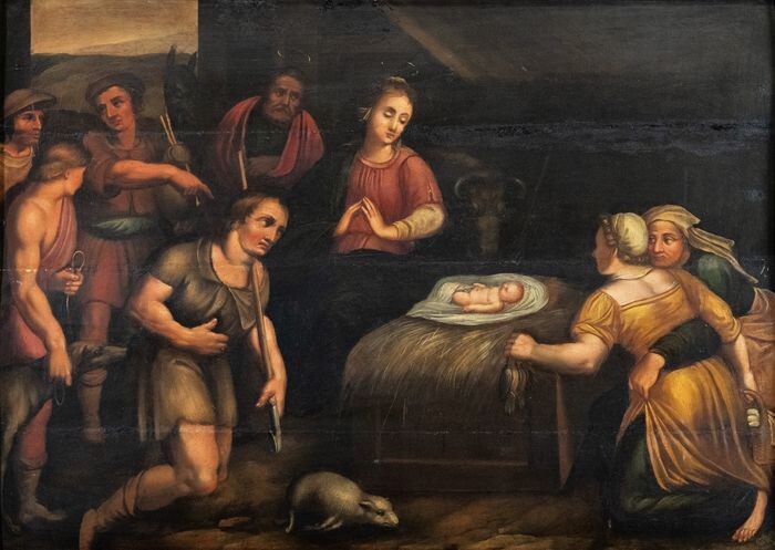 Maestro italiano del XVII - XVIII secolo - Adorazione dei pastori
