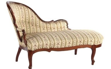 (-), Mahoniefineer chaise longue voorzien van klassieke stoffering,...