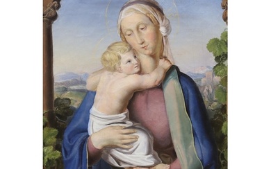 Mid 19th century Italian oil on canvas, Madonna and child, i...