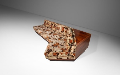 Mid-Century Modern Model 2167S Platform Boomerang Sofa in Jack Lenor Larsen Fabric by Adrian