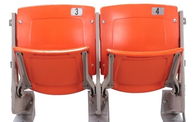 Mile High Stadium Orange #3, #4 Tandem Bench Seats With Plaque