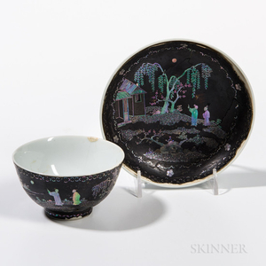 Mother-of-pearl-inlaid White Porcelain Cup and Saucer