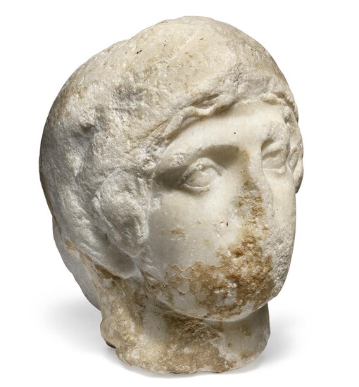 NOT SOLD. A Roman marble head of Minerva. Roman Imperial Period, 1st-3rd century AD. H. 20 cm. – Bruun Rasmussen Auctioneers of Fine Art