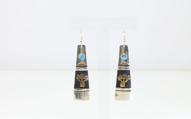 Native American Navajo Sterling Silver Turquoise Dangling Earring's By T&R Singer.