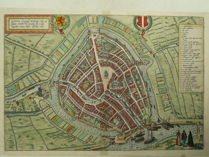 Netherlands, Gouda; G. Braun, F. Hogenberg - Gouda elegantiss Hollandiae (...) - 1561-1580