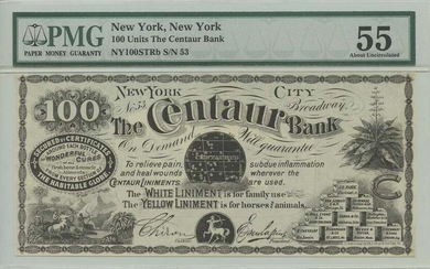 New York 100 Units The Centaur Bank PMG 55 About Uncirculated Liniment