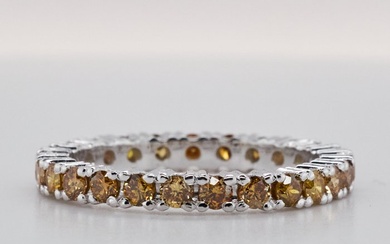 No Reserve Price - 1.15 tcw - Fancy Vivid to Deep Mix Yellow - 14 kt. White gold - Ring Diamond
