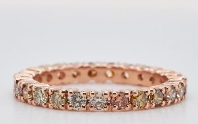 No Reserve Price - 1.20 tcw - Light to Fancy Mix Yellow - Brown - Green - 14 kt. Pink gold - Ring Diamond